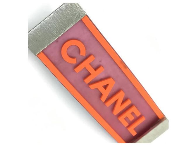 ***Accessorio per capelli fermaglio con logo CHANEL CC Arancione Silver hardware - vista 5