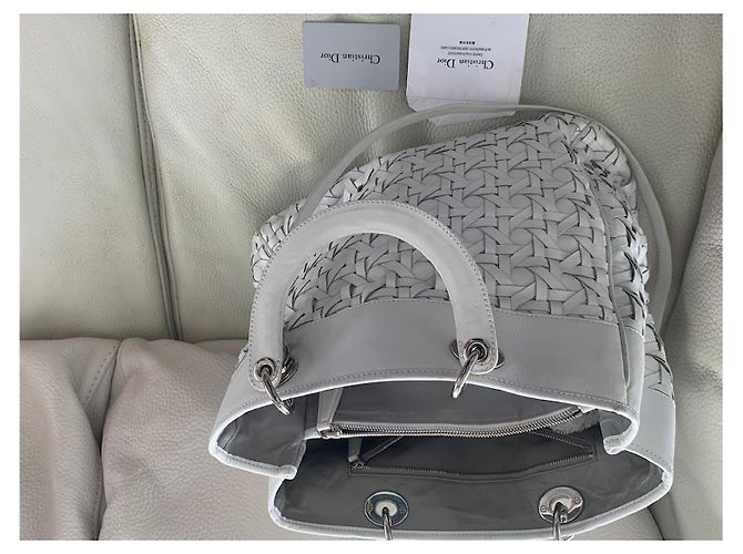 Borsa a mano Lady Dior Avenue Dior in pelle bianca intrecciata Bianco - vista 10