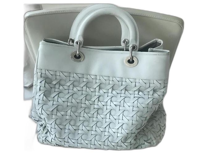 Borsa a mano Lady Dior Avenue Dior in pelle bianca intrecciata Bianco - vista 2