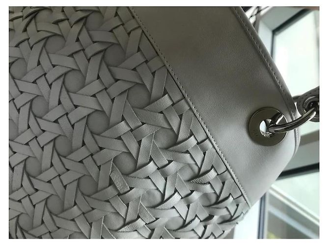 Borsa a mano Lady Dior Avenue Dior in pelle bianca intrecciata Bianco - vista 5