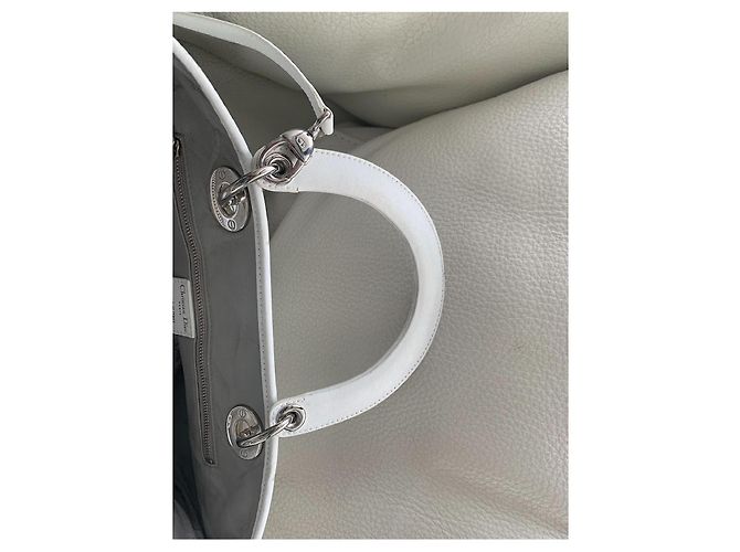 Borsa a mano Lady Dior Avenue Dior in pelle bianca intrecciata Bianco - vista 7