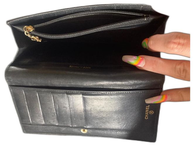 Chanel Geldbörse Schwarz Stoff - Ansicht 4