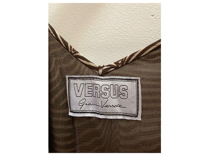 Conjunto de Vestido de Verano y Chaleco Gianni Versace Estampado Cebra Beige Marrón oscuro - vista 8