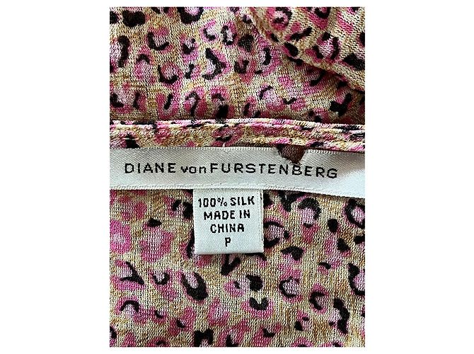 Diane Von Furstenberg Top incrociato in seta vintage DvF Leonetta Rosa Multicolore - vista 3