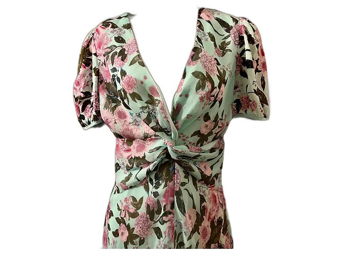 Diane Von Furstenberg Abito DvF in chiffon di seta floreale, linea recente Multicolore Turchese - vista 3