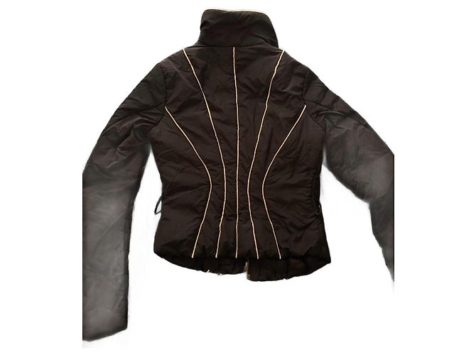 Elisabetta Franchi Pufferjacke Schwarz mit Goldgürtel Gold hardware - Ansicht 3