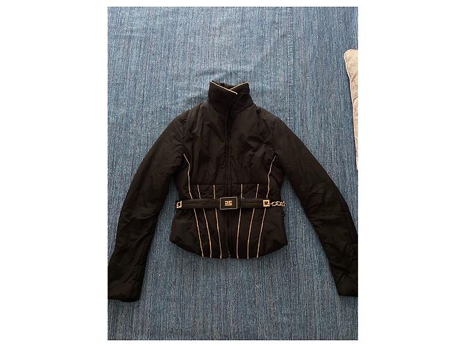 Elisabetta Franchi Pufferjacke Schwarz mit Goldgürtel Gold hardware - Ansicht 5