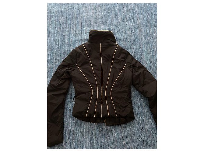 Elisabetta Franchi Pufferjacke Schwarz mit Goldgürtel Gold hardware - Ansicht 6