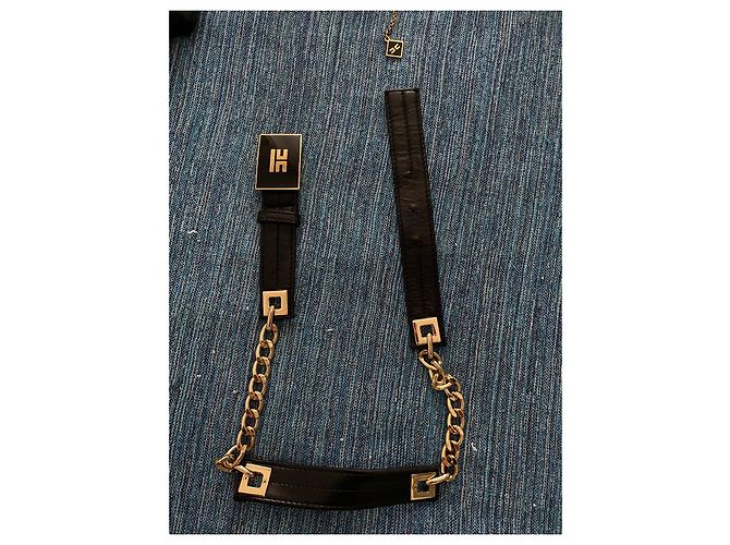 Elisabetta Franchi Pufferjacke Schwarz mit Goldgürtel Gold hardware - Ansicht 8