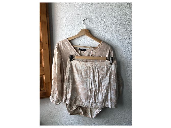 Completo gonna e camicia Liu.Jo rosa in cotone con paillettes - vista 5