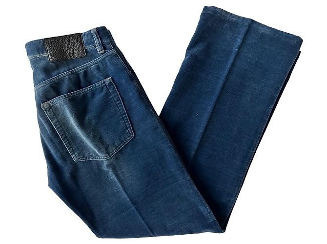 Louis Vuitton Pantalone vintage in velluto di cotone Blu - vista 11