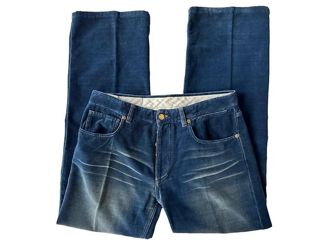 Louis Vuitton Pantalone vintage in velluto di cotone Blu - vista 4