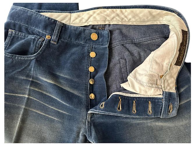 Louis Vuitton Pantalone vintage in velluto di cotone Blu - vista 5