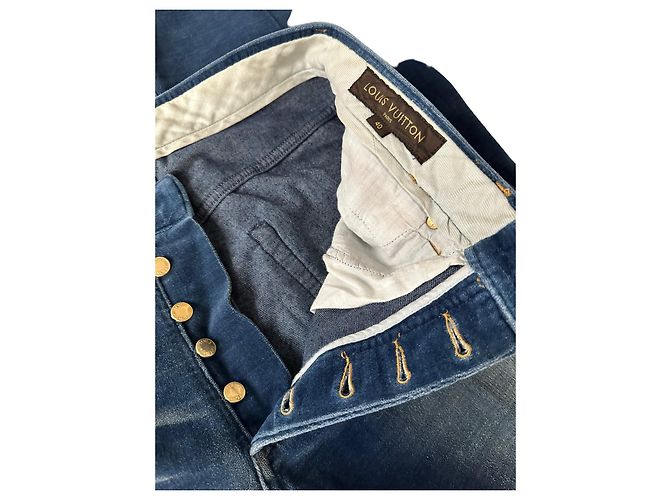 Louis Vuitton Pantalone vintage in velluto di cotone Blu - vista 6