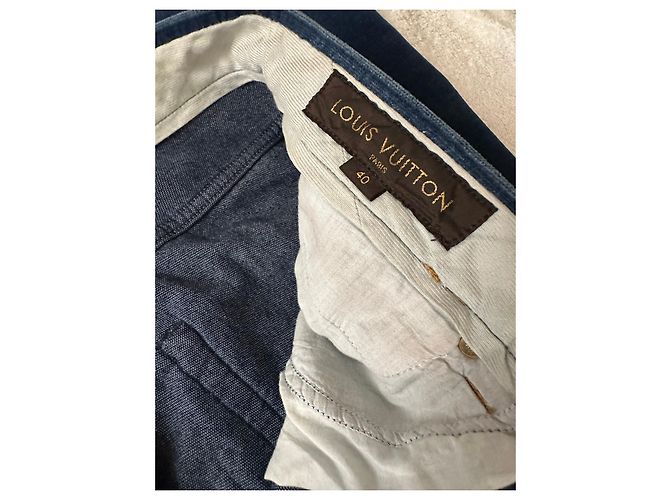 Louis Vuitton Pantalone vintage in velluto di cotone Blu - vista 7
