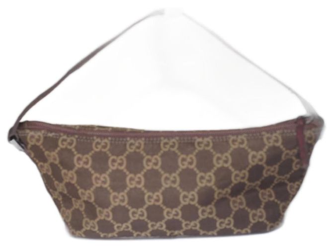 Ophidia AUTH GUCCI Mini borsa a mano modello GG TELA MARRONE SCURO CON MANICO MARRONE - vista 2