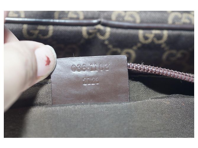 Ophidia AUTH GUCCI Mini borsa a mano modello GG TELA MARRONE SCURO CON MANICO MARRONE - vista 7