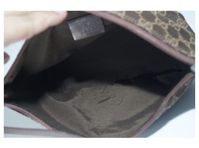Ophidia AUTH GUCCI Mini borsa a mano modello GG TELA MARRONE SCURO CON MANICO MARRONE - vista 8