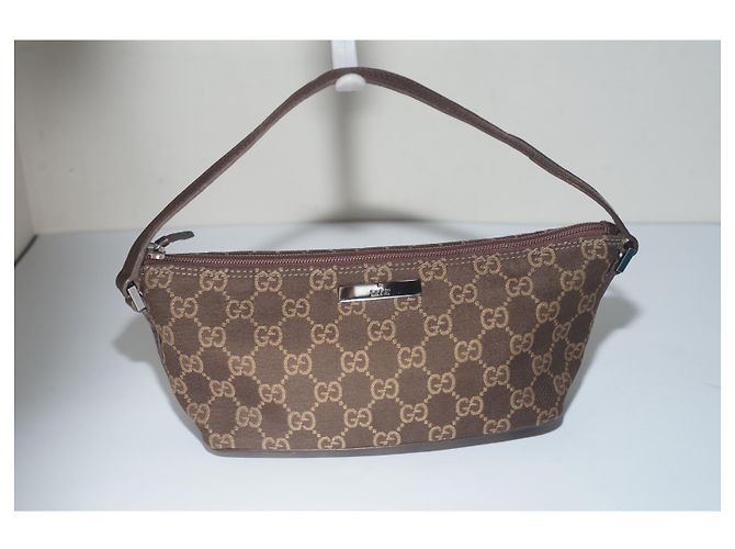 Ophidia AUTH GUCCI Mini borsa a mano modello GG TELA MARRONE SCURO CON MANICO MARRONE - vista 9