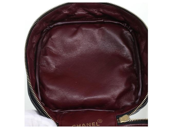 CHANEL Vanity Cosmetic Pouch Pelle di agnello Nero CC Auth bs6203 - vista 10