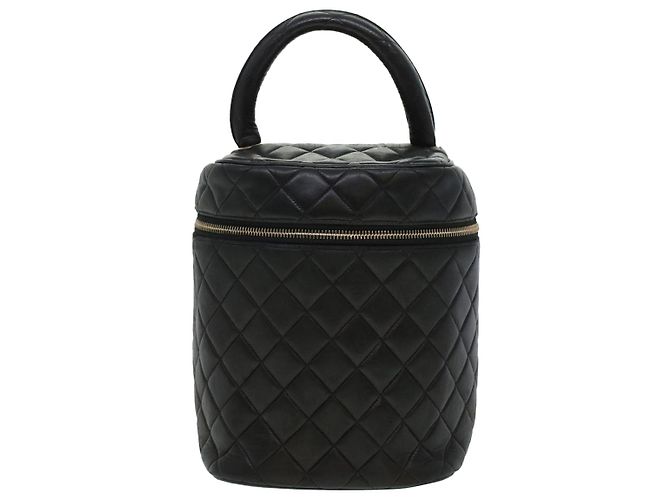 CHANEL Vanity Cosmetic Pouch Pelle di agnello Nero CC Auth bs6203 - vista 13
