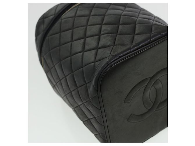 CHANEL Vanity Cosmetic Pouch Pelle di agnello Nero CC Auth bs6203 - vista 15