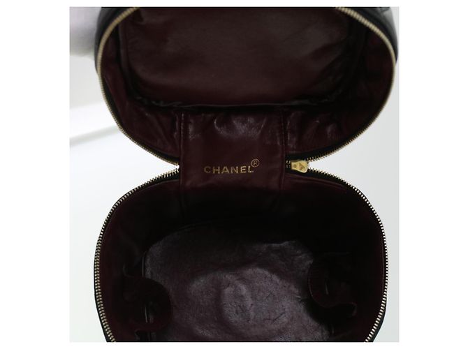 CHANEL Vanity Cosmetic Pouch Pelle di agnello Nero CC Auth bs6203 - vista 18