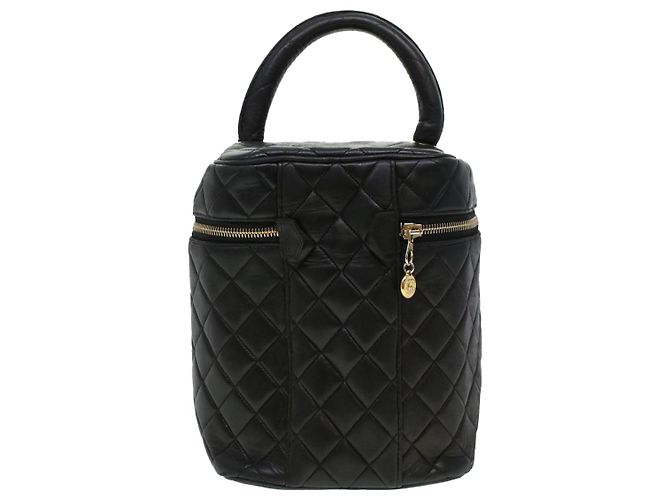 CHANEL Vanity Cosmetic Pouch Pelle di agnello Nero CC Auth bs6203 - vista 2