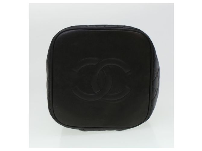 CHANEL Vanity Cosmetic Pouch Pelle di agnello Nero CC Auth bs6203 - vista 5