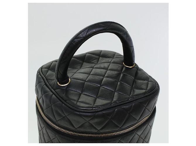 CHANEL Vanity Cosmetic Pouch Pelle di agnello Nero CC Auth bs6203 - vista 6