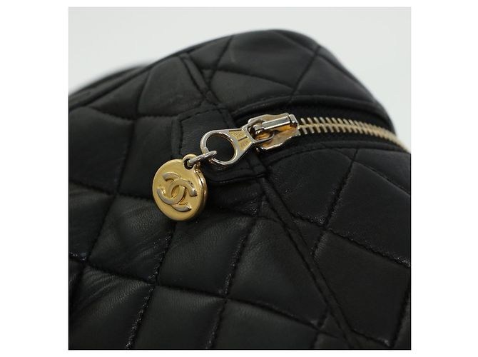 CHANEL Vanity Cosmetic Pouch Pelle di agnello Nero CC Auth bs6203 - vista 9