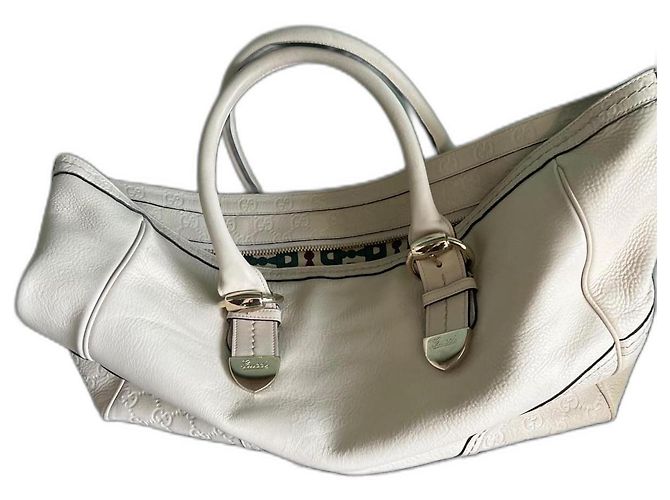 Borsa Gucci in pelle color crema - vista 2