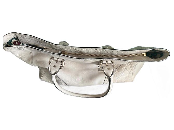 Borsa Gucci in pelle color crema - vista 3