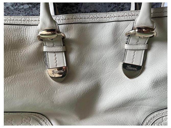 Borsa Gucci in pelle color crema - vista 4