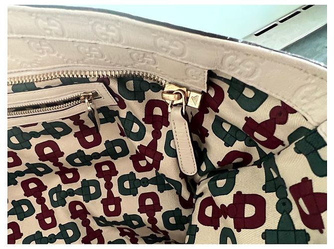 Borsa Gucci in pelle color crema - vista 5