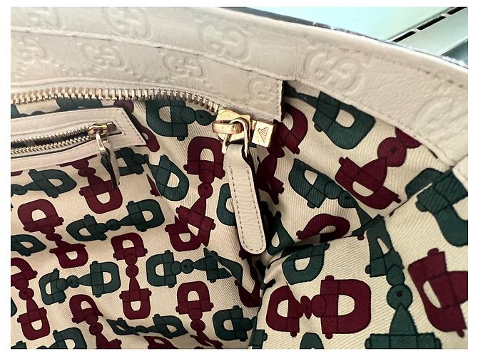 Borsa Gucci in pelle color crema - vista 6