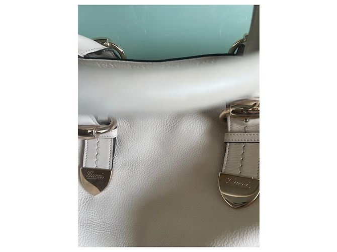 Borsa Gucci in pelle color crema - vista 8