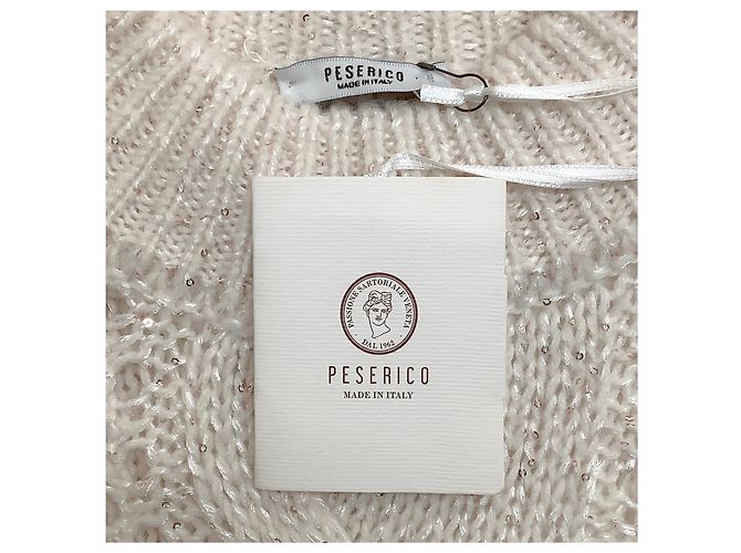 Peserico Pull à manches dolman en tricot torsadé blanc avec sequins - vue 4