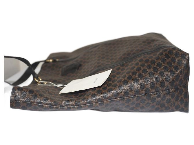 Celine Daoust NWT Authentic CELINE Macadam Tote BORSA A SPALLA MARRONE CON PELLE nera MC98/1 - vista 3
