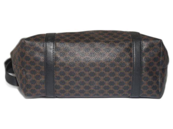 Celine Daoust NWT Authentic CELINE Macadam Tote BORSA A SPALLA MARRONE CON PELLE nera MC98/1 - vista 4