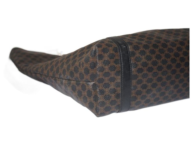 Celine Daoust NWT Authentic CELINE Macadam Tote BORSA A SPALLA MARRONE CON PELLE nera MC98/1 - vista 5