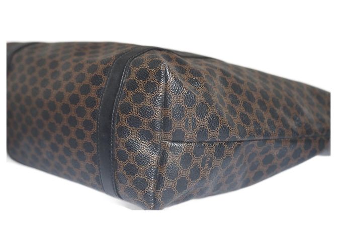 Celine Daoust NWT Authentic CELINE Macadam Tote BORSA A SPALLA MARRONE CON PELLE nera MC98/1 - vista 6