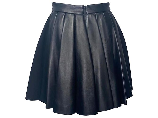 Falda corta plisada de cuero negro David Koma - vista 2