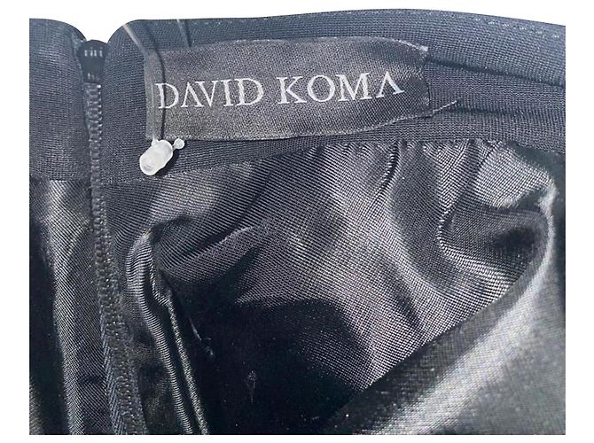 Falda corta plisada de cuero negro David Koma - vista 5