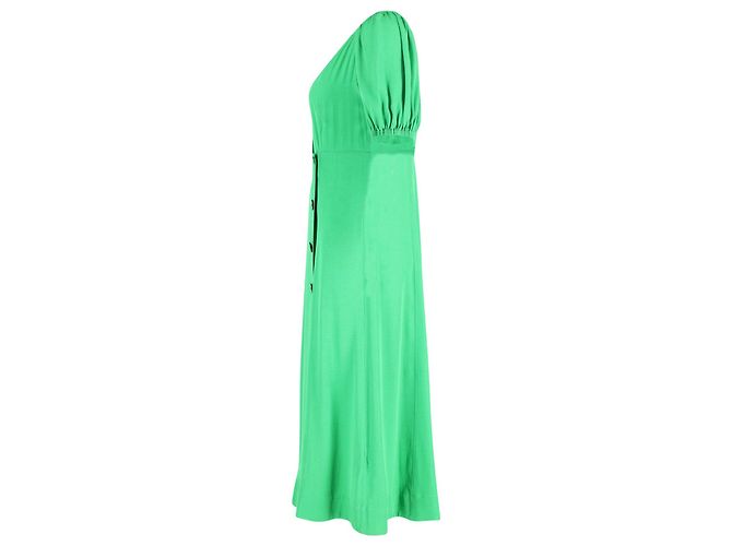 VESTIDO MIDI ENVOLVENTE CON MANGAS ABULLONADAS EN VISCOSA VERDE DE GANNI - vista 2