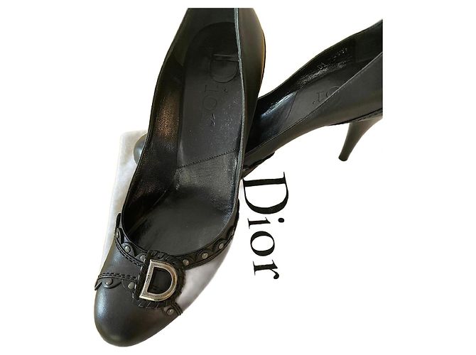 Décolleté Christian Dior in pelle nera Nero - vista 2