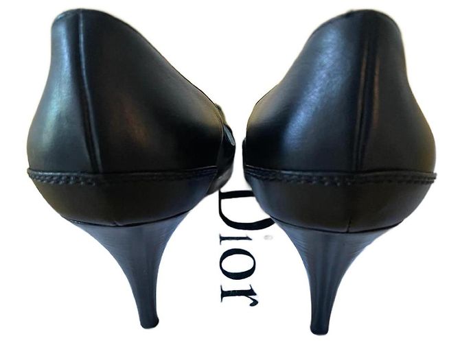 Décolleté Christian Dior in pelle nera Nero - vista 3
