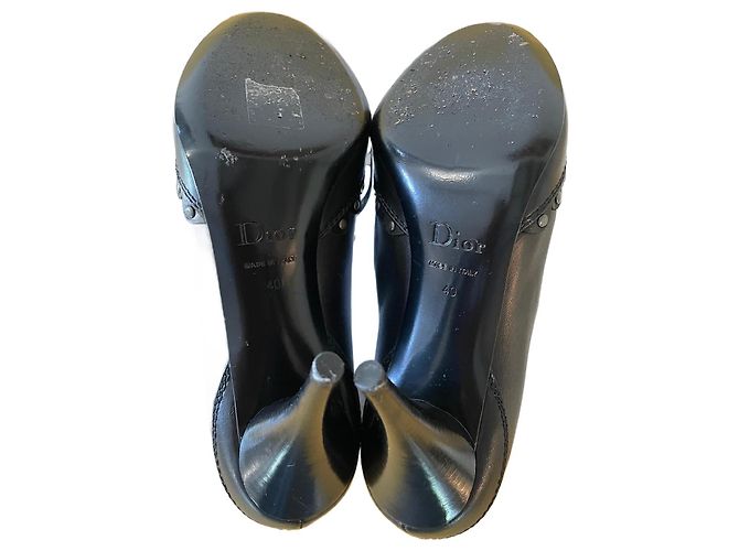 Décolleté Christian Dior in pelle nera Nero - vista 4