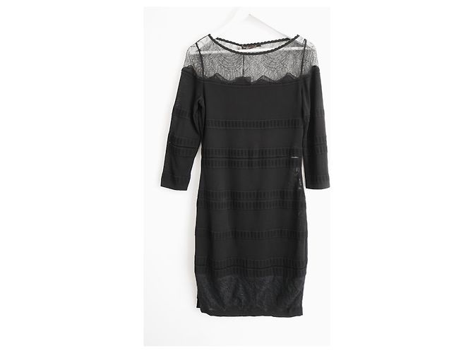 Roberto Cavalli Schwarzes Strick- und Spitzenkleid - Ansicht 2