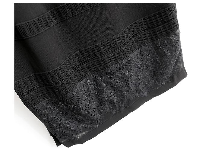Roberto Cavalli Schwarzes Strick- und Spitzenkleid - Ansicht 3